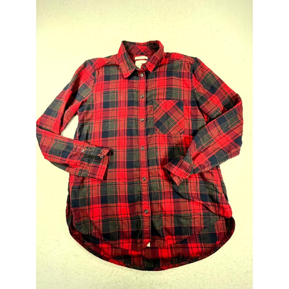 American Eagle Outfitters Boyfriend Fit Flannel Shirt Womens Medium Red Plaid